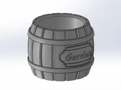 vintage oak barrel vase 3D print model