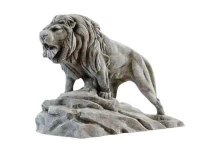 Lion Sculpture Low-poly 3D model