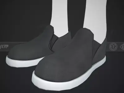 Black Fabric Shoes Style 2  Low-poly 3D model