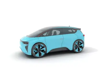 Sleek Cyan Electric Car model pack Low-poly 3D model