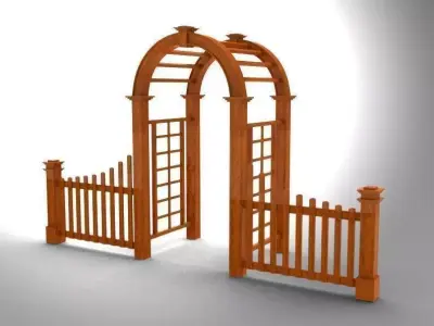 Arbor 4 wooden arched gate 3D model