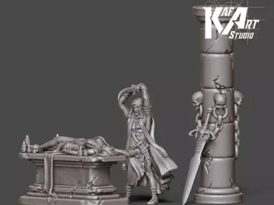 Dark ritual scenery - 35 mm scale 3D print model