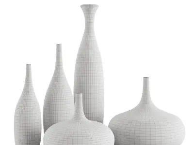 Set 5 ceramic vases 3D model