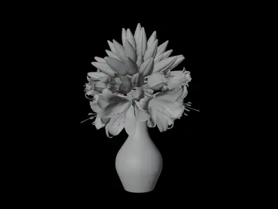 Flower Bouquet in Glass Vase 3D model