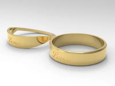 Love Couple Ring Gold 3D print model