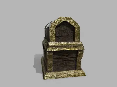 Chest wooden Low-poly 3D model