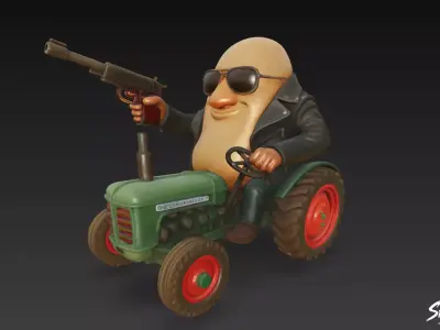 Bulbito Bandito Traktorito - Italian Brainrot Low-poly 3D model