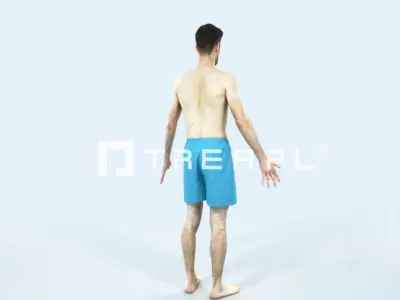 Posture K Beach Animated Rigged Sports Man Low-poly 3D model