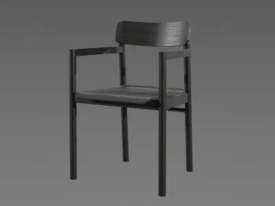 Post Chair-black lacquered Low-poly 3D model