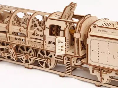 3D Wooden Locomotive Train Puzzle Model Kit 3D model