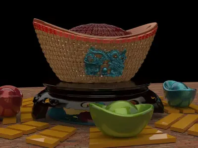 Chinese gold Ingo 3D model