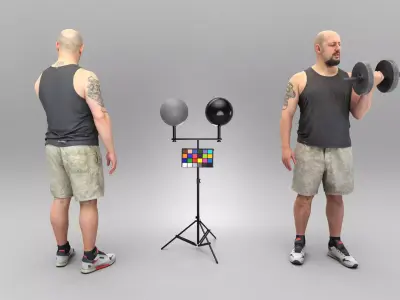 Man with dumbbell 368 Low-poly 3D model