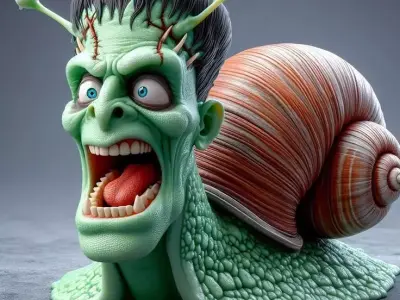 Snale human face Low-poly 3D model