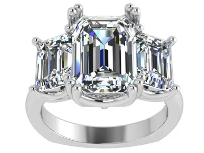 3 Stone Emerald Diamond Ring 4491 3D print model