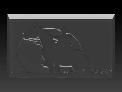 Covboy silhouette of cowboy riding horse 3D print model