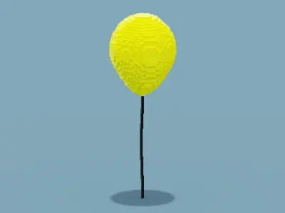 Voxel Yellow Balloon Low-poly 3D model