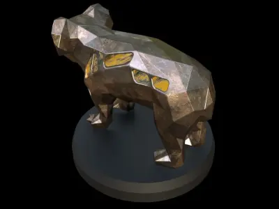  Steampunk Koala Low-poly 3D model