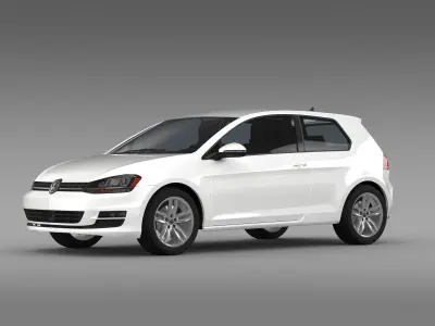 VW Golf TSI BlueMotion 3door 2015 3D model