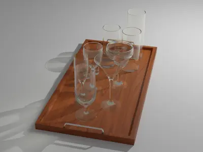 Glass Drinking Cup Set 3D model