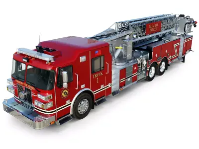 Fire Truck Aerial Platform Palm Bay Low-poly 3D model