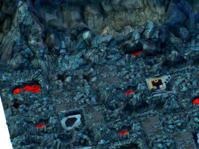 Undeground Base Module Lava Stone Cave Low-poly 3D model