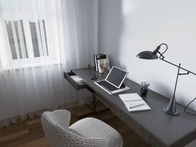 Desk with chair 3D model