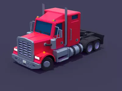 Truck long nose Low-poly 3D model