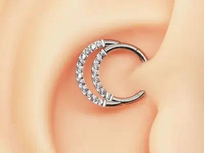 Piercing Segment doble four models  for Ear and Septum 3D print model