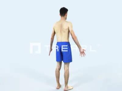 Posture A Beach Animated Rigged Sports Man Low-poly 3D model