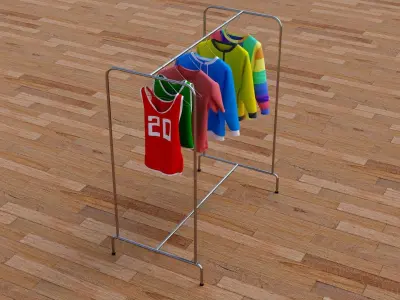 Textured Hanged Tshirts Cloth Rack 3D model