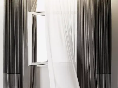  Curtains when open window 08 HBH 3D model