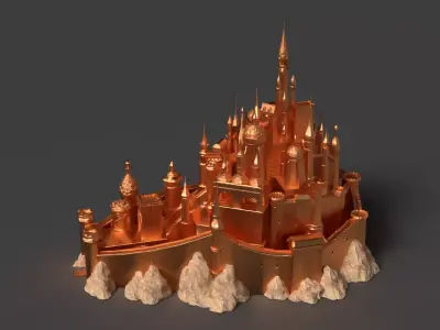 Golden castle  Low-poly 3D model