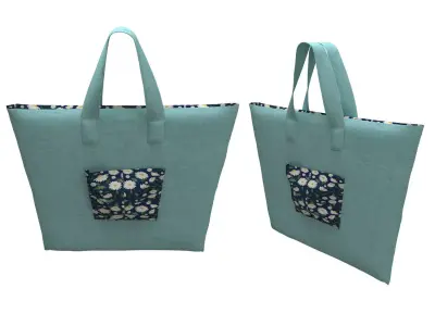 handbag tote bag - aqua 3D model