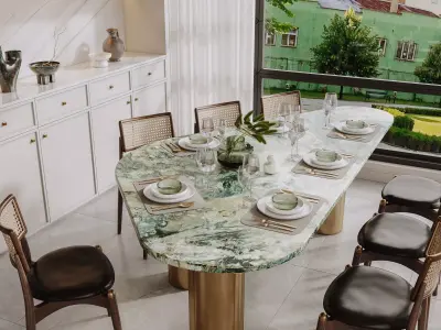 Luxury living room dining room interior scenes 11 3D model