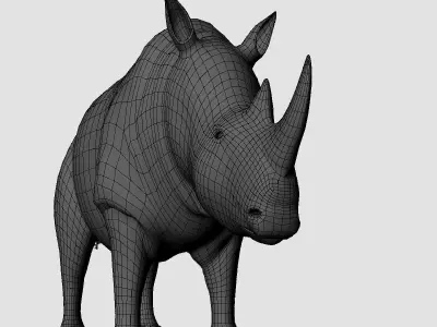 Rigged-Animated Rhino 3D model