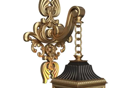 Classic Street Wall  Light 0104 Low-poly 3D model