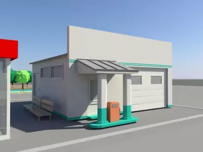 Gas station 3d model 3D model