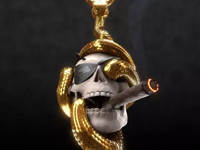 Solid snake skull Charm sculpt 3d printable  3D print model