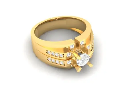 Luxury Three Row Diamond Ring for Men 131 3D print model