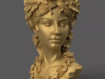 Elegant woman Head planter candy container candle holder 3D print model