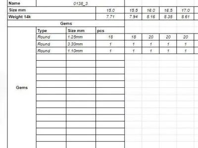 Ring 0138b all sizes 3D print model