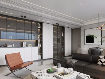 Modern living room dining room interior scenes 364 3D model