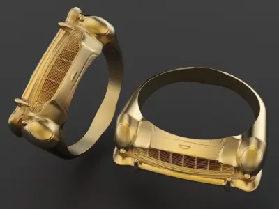 aston martin Classic Car Grill Front Unisex Mens Ring 3D print model