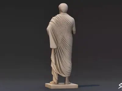 Greek Philosopher Statue Low-poly 3D model