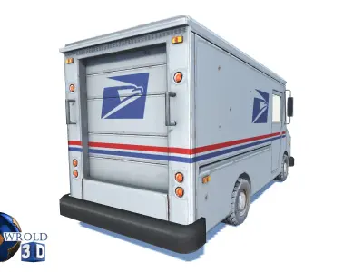 Mail Car lowpoly vehicle 3d model Low-poly 3D model