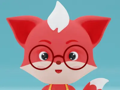 Cute 3d character cartoon  fox model Low-poly 3D model