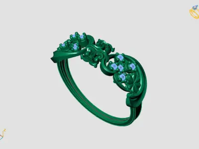 Womens Diamond Signet Ring Women Rings 3dmodels 3D print model 3D print model 17