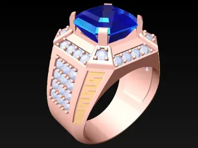 Square-Stone-Ring - Diamond rings - Mens Rings - N5414 3D print model