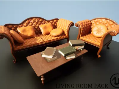 Living Room Pack Low-poly 3D model