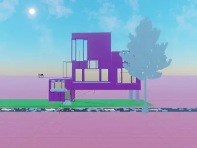 house with beatiful sky 3D model